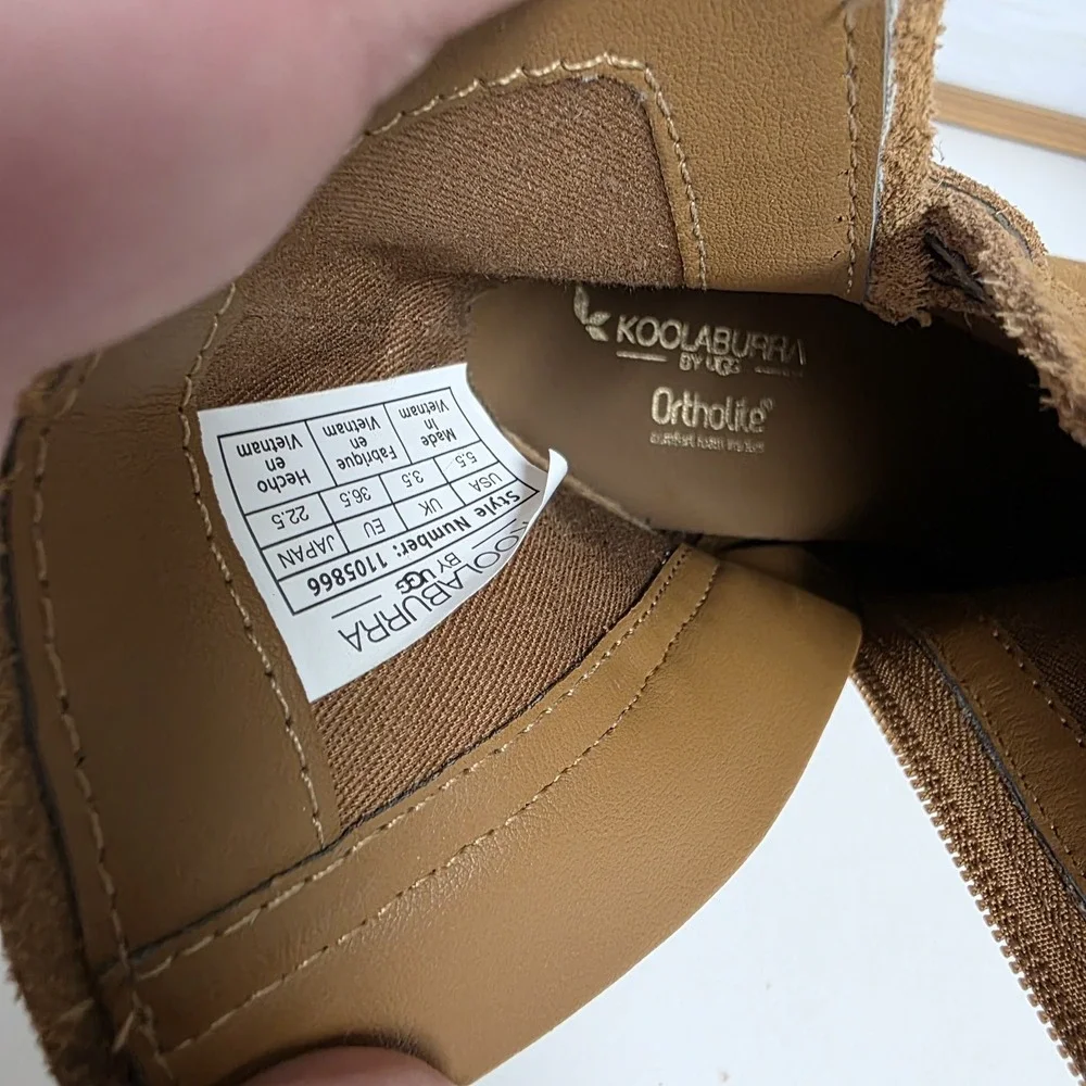 UGG Koolaburra Samiah Ankle Boots Camel Tan Women's 5.5 Eu 36.5 Zip Side 1105866